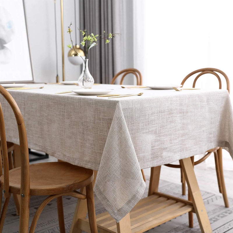 maxmill Flaxy Faux Linen Table Cloth with 2-Tone Slubby Texture Wrinkle Resistant Anti-Shrink Soft Tablecloth for Kitchen Dining Tabletop for Buffet Banquet Parties Rectangle 60 x 140 Inch Linen - Image 2